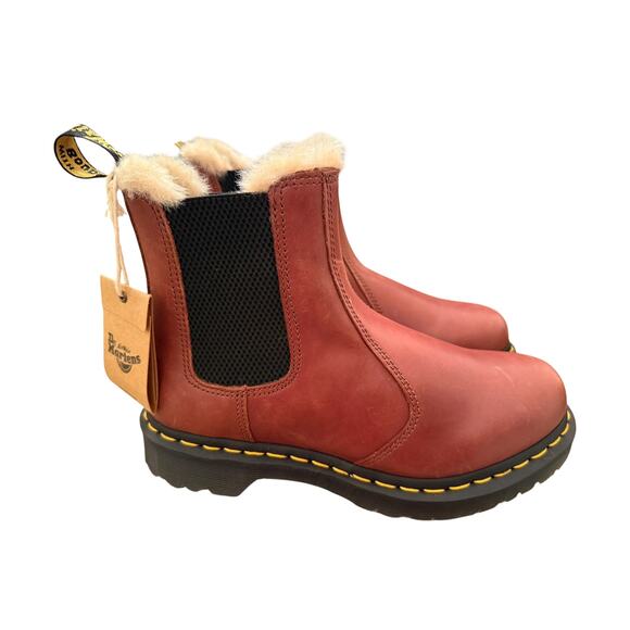 Dr. Martens Women's Tan Farrier 2976 Leonore Faux Fur-Lined Chelsea Boots Size 7 - Picture 5 of 10